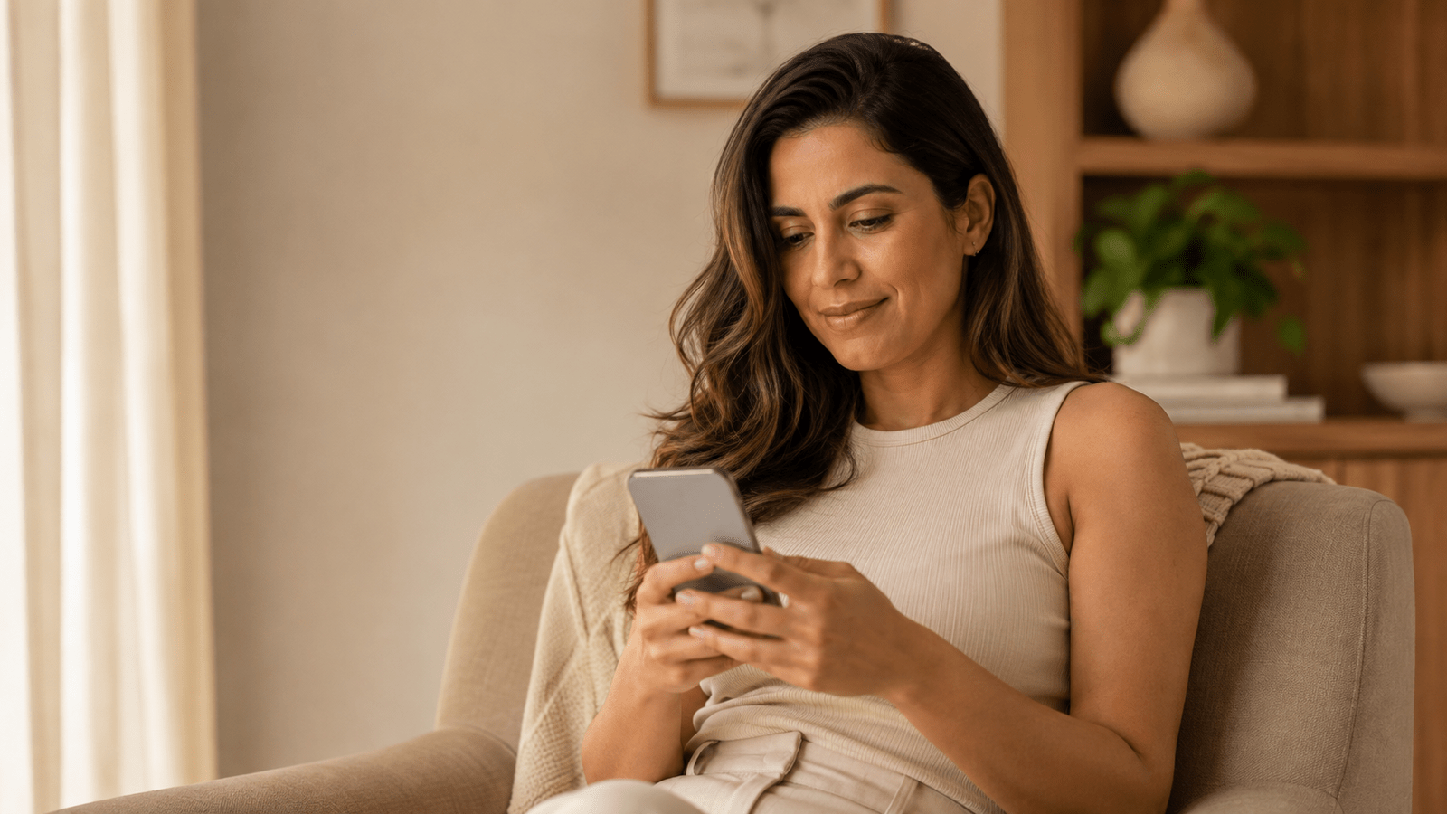 Paciente entrando em contato com a clínica pelo celular antes da consulta ginecológica